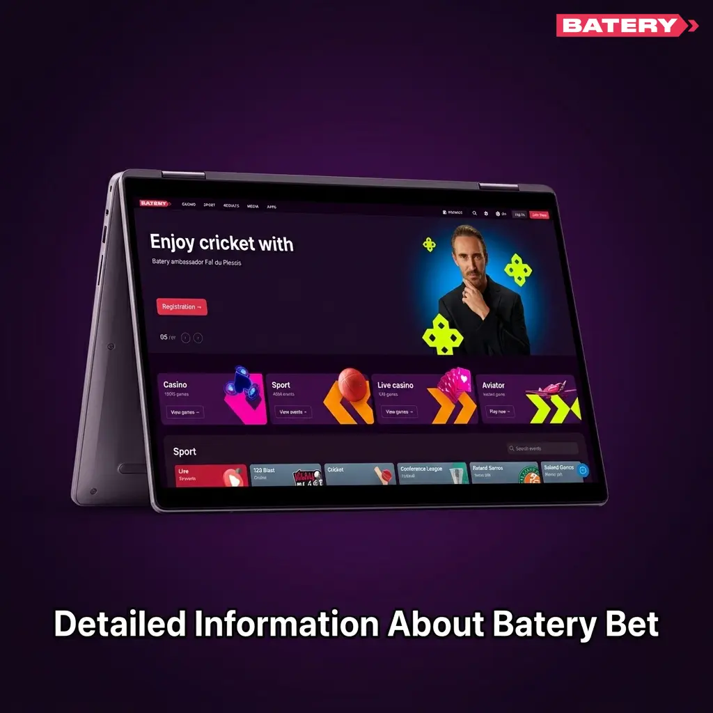 Batery Bet platform overview showing sports betting, casino games, and mobile app features for Indian players