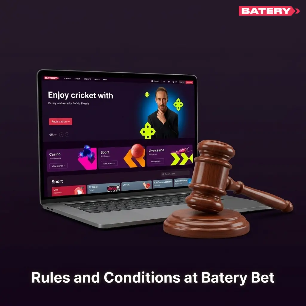 Batery Bet rules and conditions covering age limits, bonuses, KYC verification, and account policies